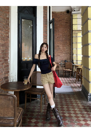 blue off-shoulder