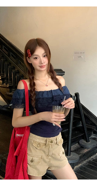 blue off-shoulder