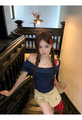 blue off-shoulder