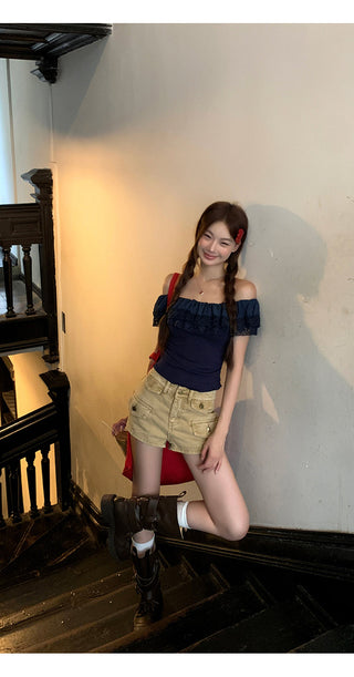 blue off-shoulder