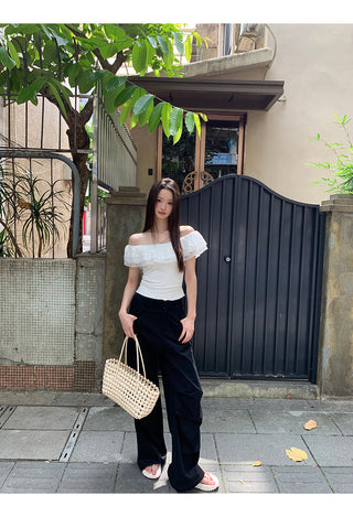 blue off-shoulder