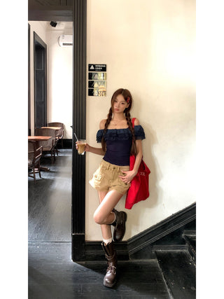 blue off-shoulder