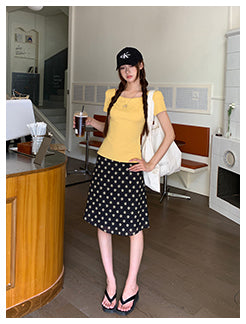 black A-line skirt