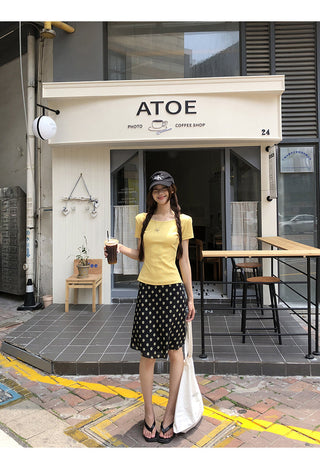 black A-line skirt