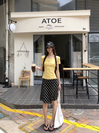 black A-line skirt