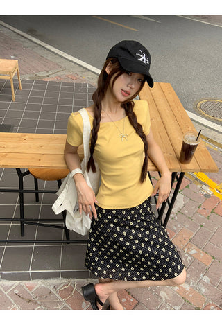 black A-line skirt