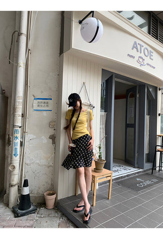 black A-line skirt