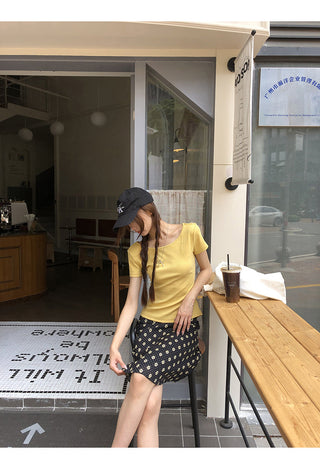 black A-line skirt