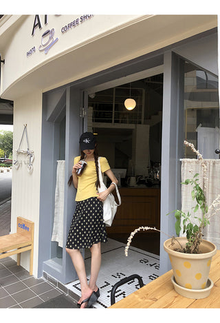 black A-line skirt