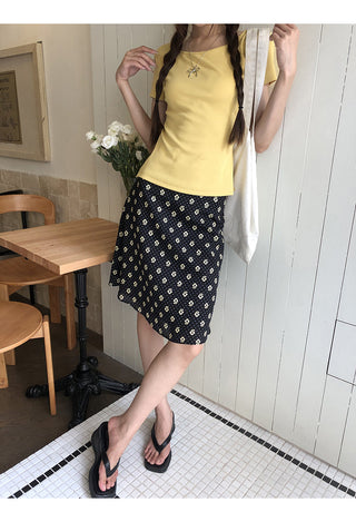 black A-line skirt