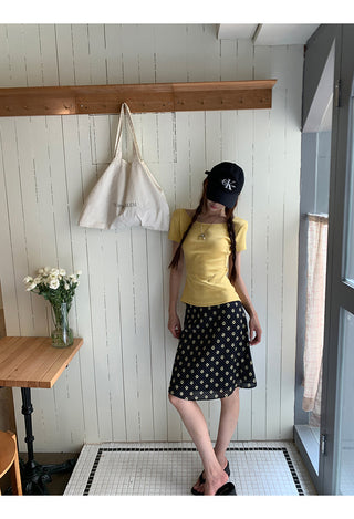 black A-line skirt