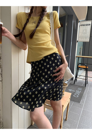 black A-line skirt