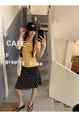 black A-line skirt