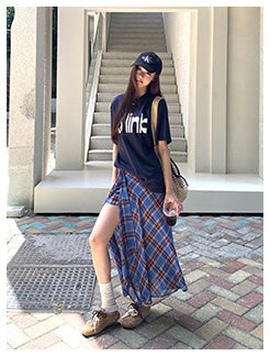 blue plaid dress