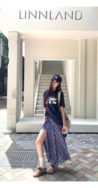 blue plaid dress