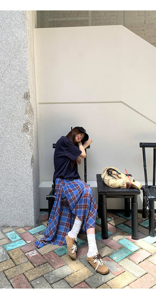 blue plaid dress