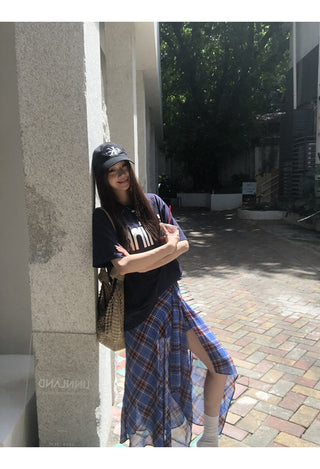 blue plaid dress