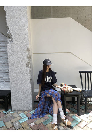 blue plaid dress