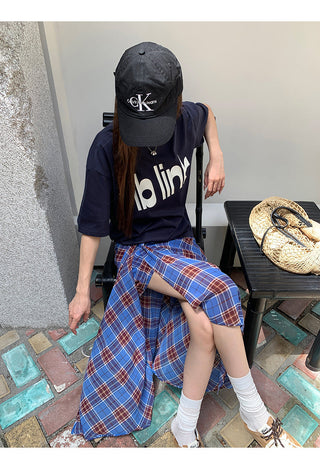 blue plaid dress