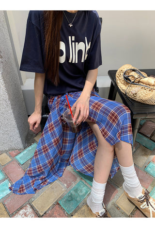 blue plaid dress