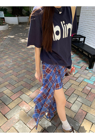 blue plaid dress