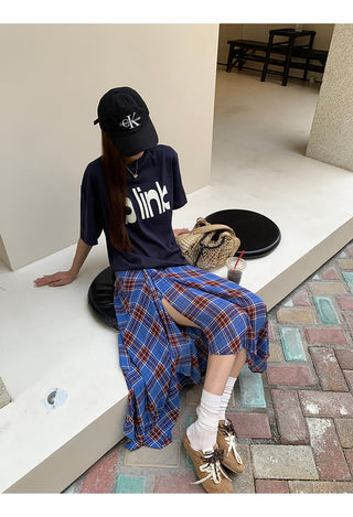 blue plaid dress