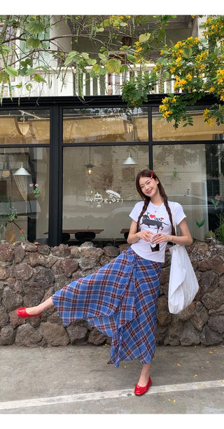 blue plaid dress