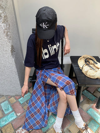blue plaid dress