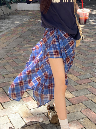 blue plaid dress