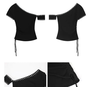 black shoulder top