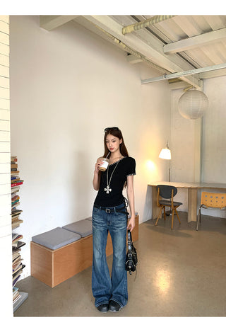 black shoulder top