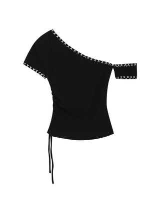 black shoulder top
