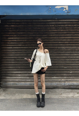 loose strapless top