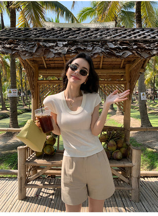 khaki retro shorts