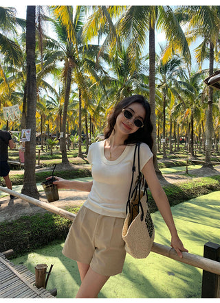 khaki retro shorts