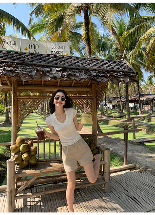 khaki retro shorts