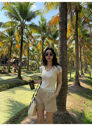 khaki retro shorts