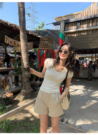 khaki retro shorts