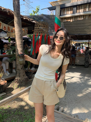 khaki retro shorts