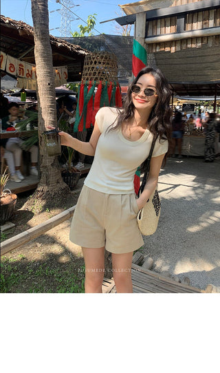 khaki retro shorts