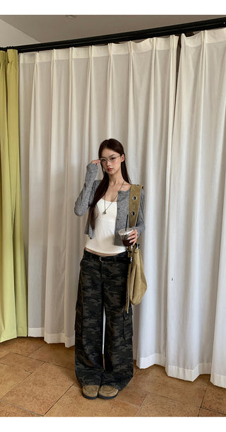 gray cardigan top