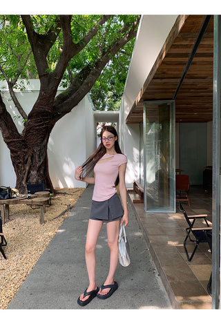 gray culotte skirt