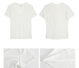 white V-neck top