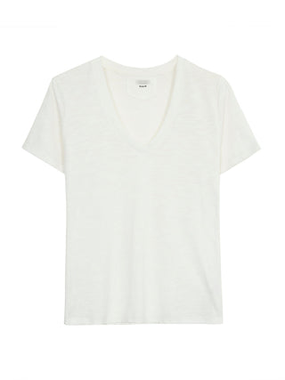 white V-neck top