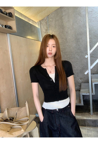 black knit top