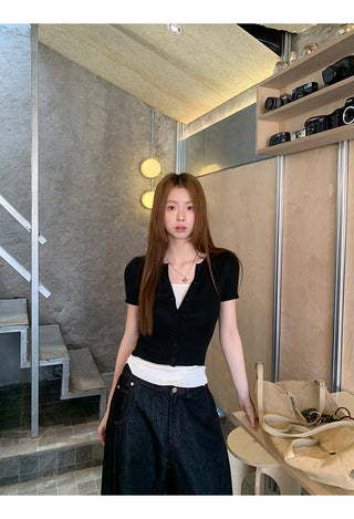 black knit top