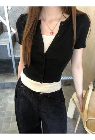 black knit top