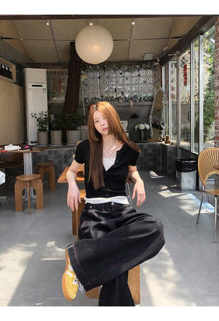 black knit top