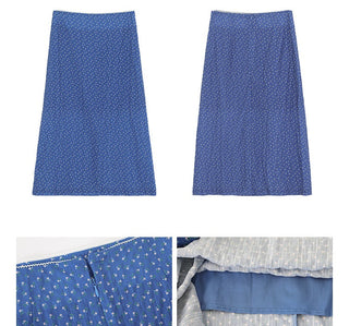 blue floral skirt