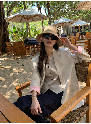 linen suit top
